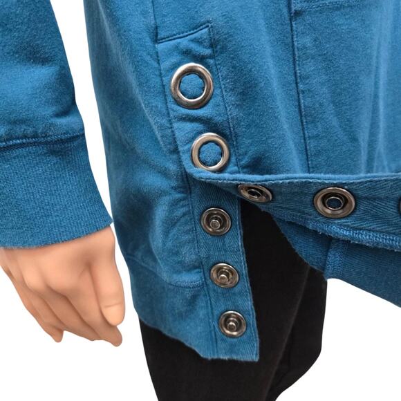 Soft Surroundings Make It Snappy Pullover Sweatshirt Sweater Oversized S Teal - Picture 6 of 12